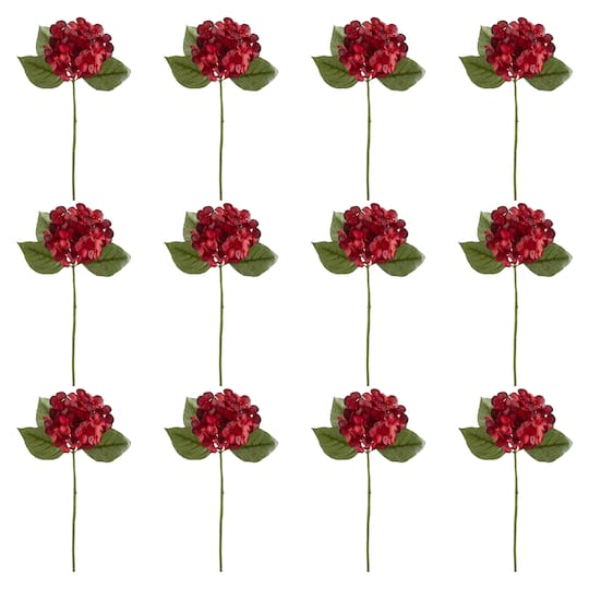 12 Pack: Burgundy Hydrangea Stem by Ashland®